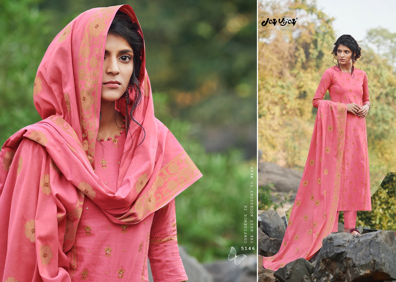 Jay Vijay Presents Seinna Cotton Designer Long Salwar Suite Cataloge Wholesaler