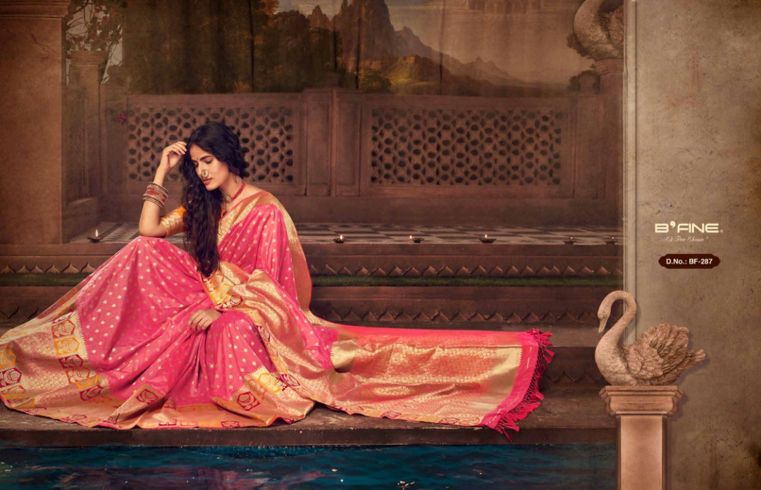 B'fine Presents Kimkhab Silk Traditional Wear Sarees Cataloge Wholesaler