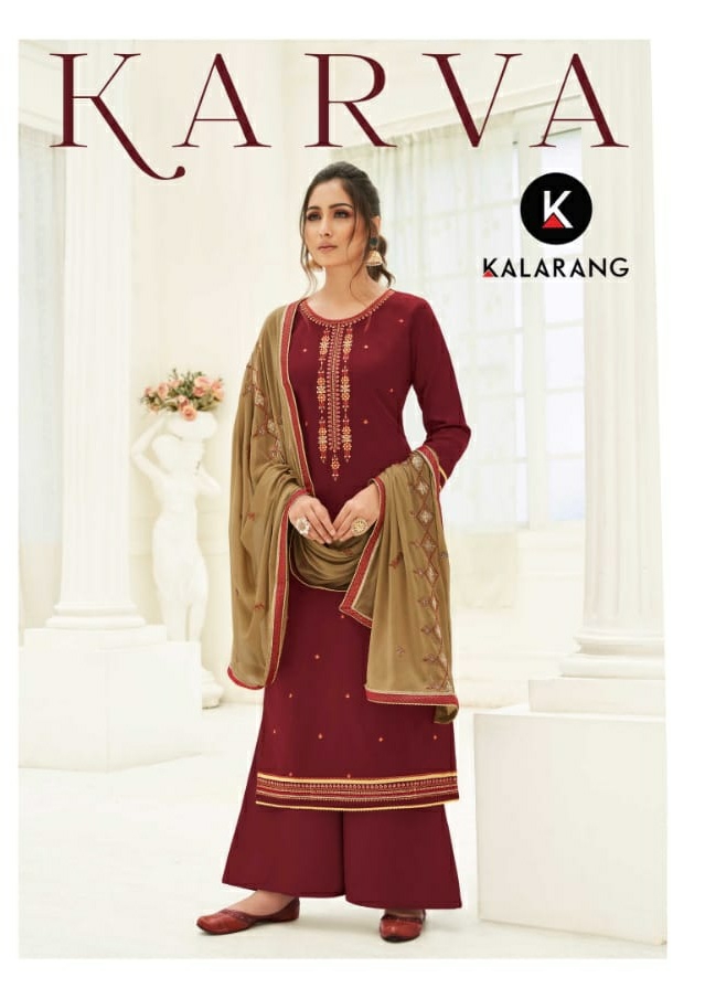 Kalarang Presents Karva Jam Silk Cotton Salwar Suit Wholesaler