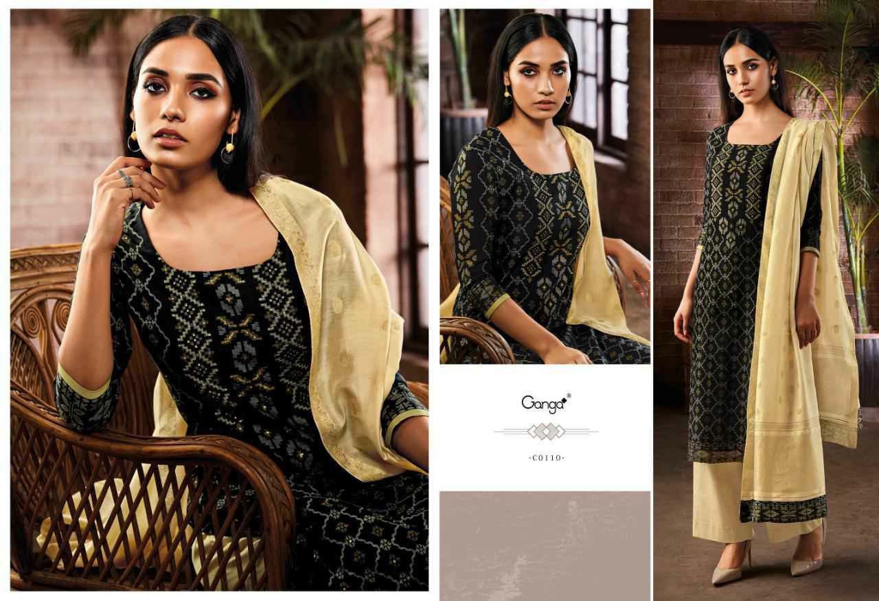 Ganga Presents Ailsa Pure Kora Silk Printed With Hand Crefted Embroidery And Swarovski Diamond Work Party Wear Plazzo Style Salwar Suit Catalog Wholesaler
