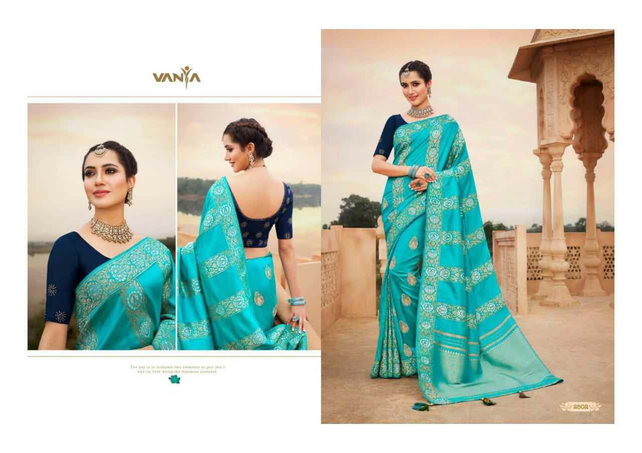 Vanya Designer 2501 To 2515 Series Designer Embroidery Work Party Wear Sarees Catalogue Wholesaler In Surat