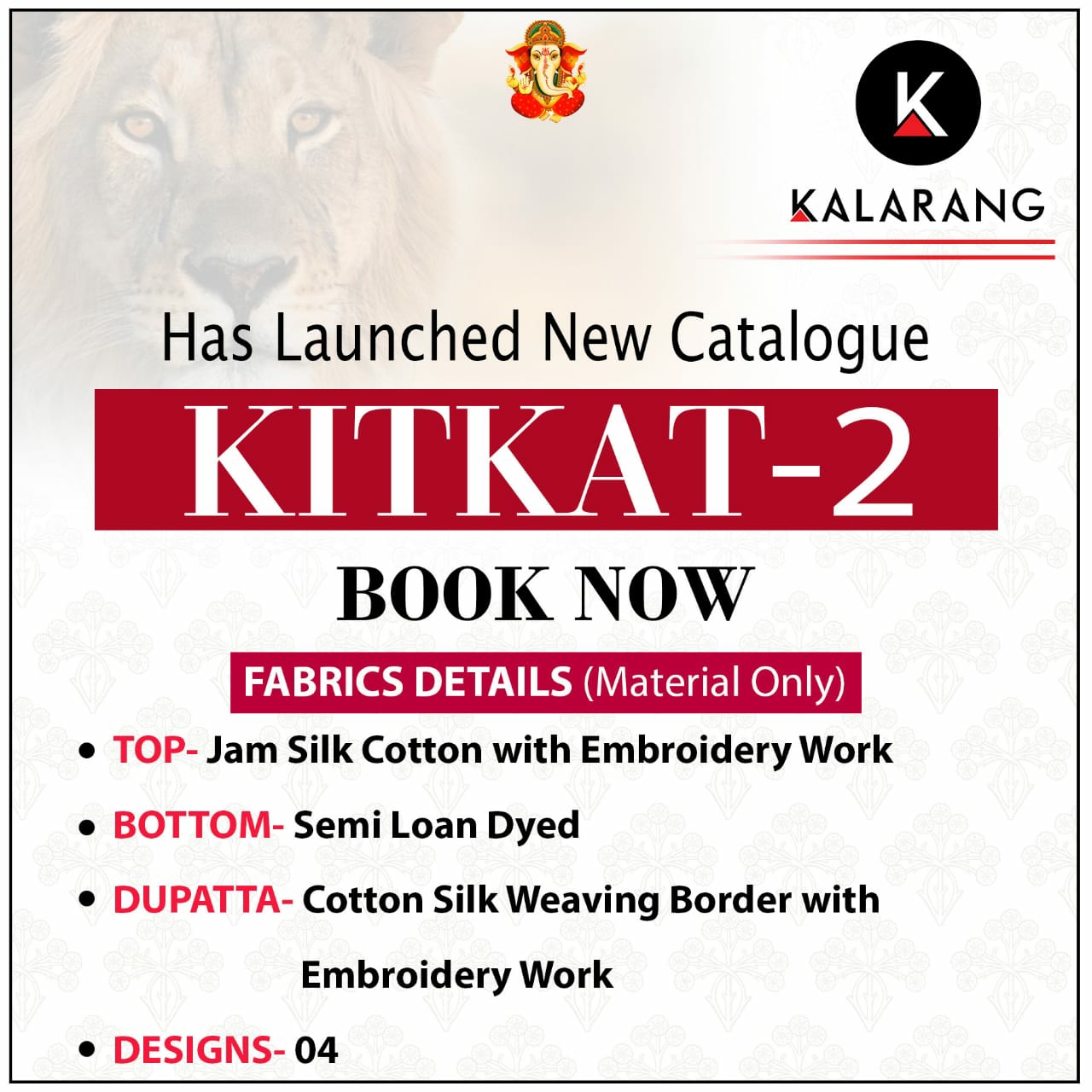 Kalarang Presents Kitkat Vol-2 Jam Silk Cotton Embroidery Work Salwar Suit