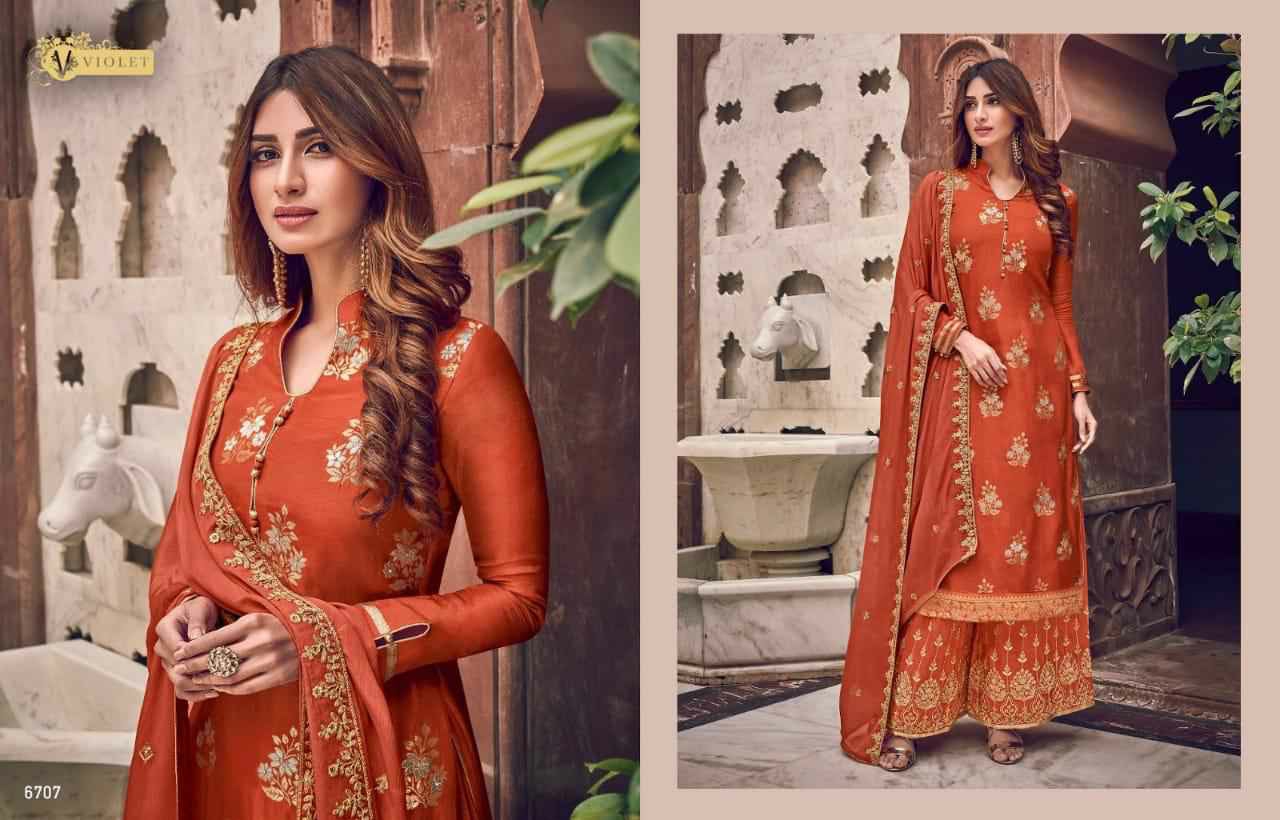Swagat Presents Violet 6701 To 6712 Series Heavy Designer Party Wear Plazzo Style Salwar Kameez Catalogue Wholesaler