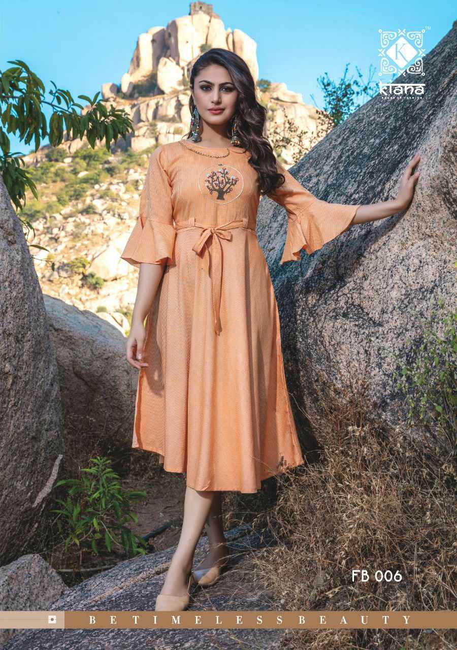 Kiana Presents Free Bird Rayon Designer Stylish Kurtis Cataloge Wholesaler