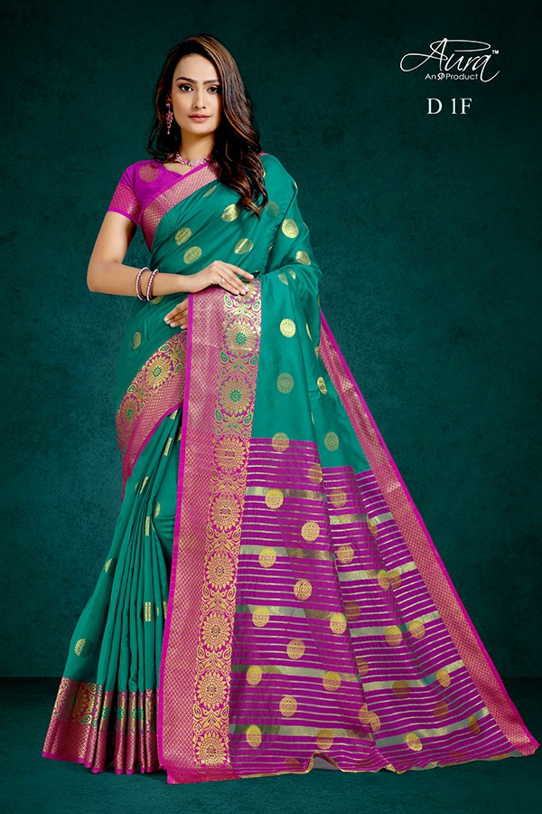 Aura Sarees Presents Shagun Vol-1 Traditional Wear South Indian Style Cotton Silk Sarees Catalogue Wholesaler