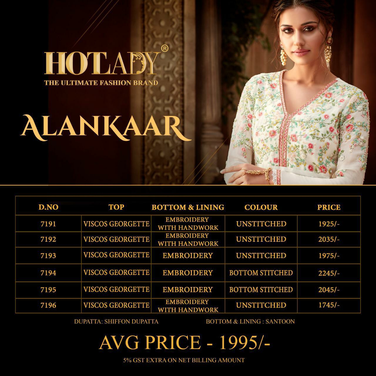 Hotlady Presents Alankaar Exclusive Designer Party Wear Salwar Suit Catalog Wholesaler