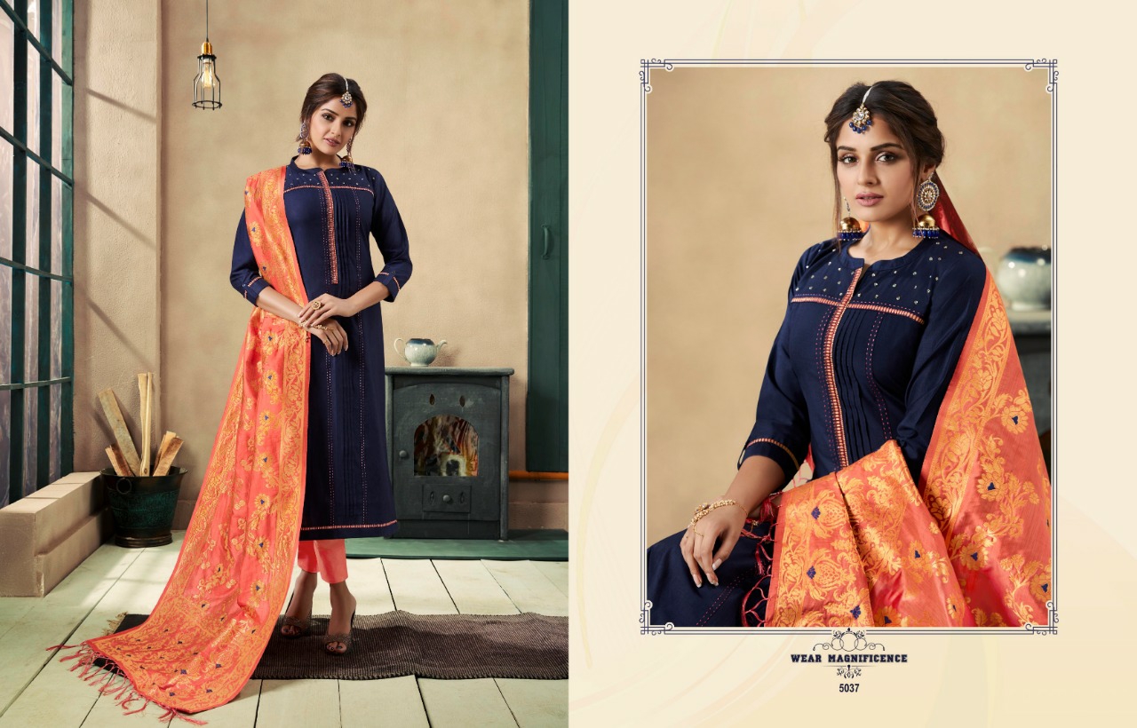 Rangoon Presents Paridhan Exclusive Collection Of Silk Khatli Work Straight Salwar Suit Readymade Catalogue Wholesaler