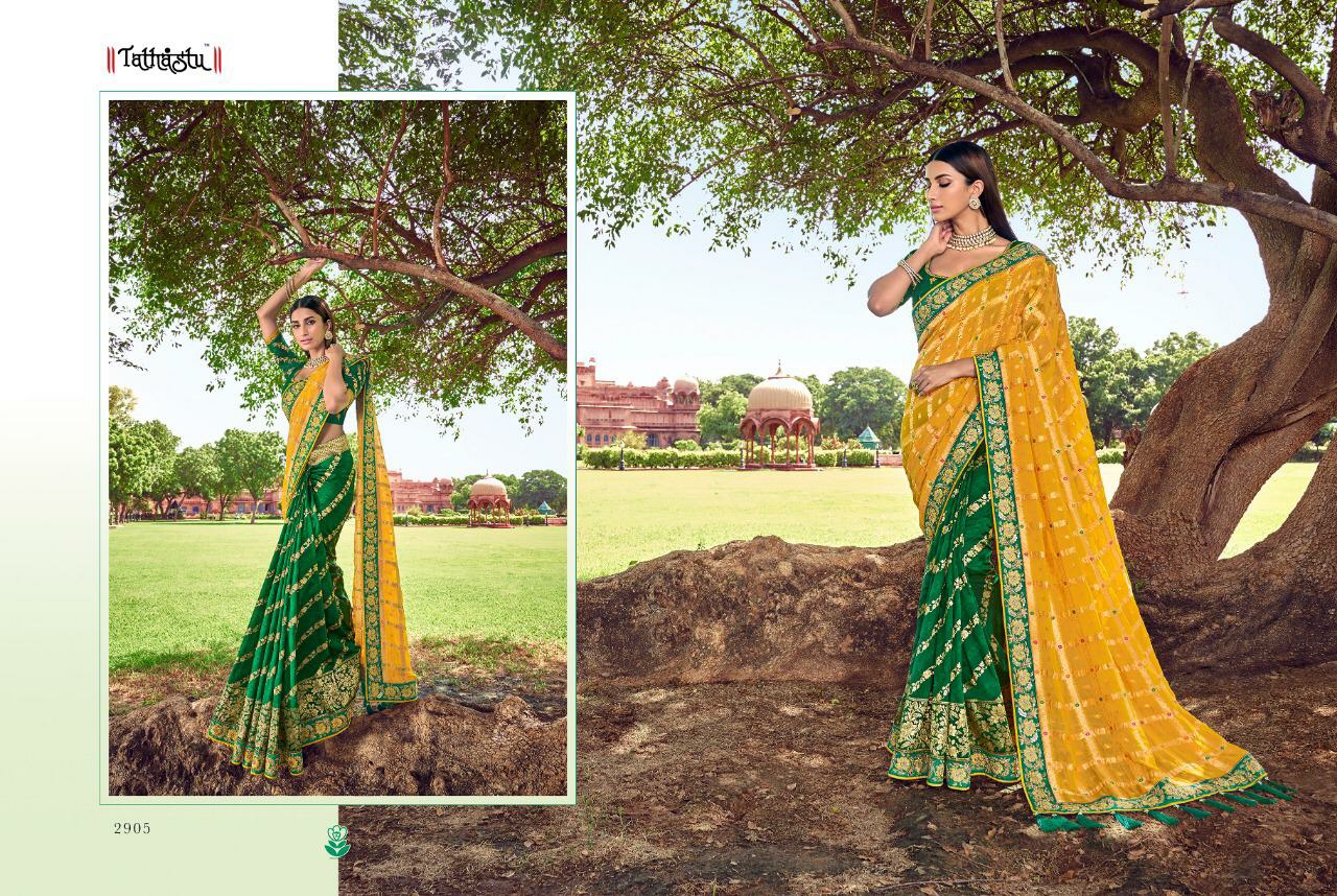 Tathastu Presents 2901 To 2909 Series Bridal Designer Half Half Sarees Catalog Wholesaler