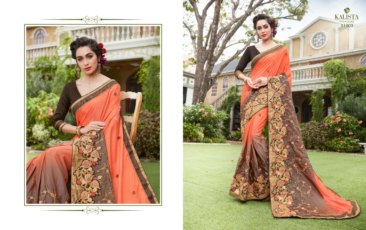 Kalista Presents Dream Collection Embroidery Work Georgette Saree Catalogue Wholesaler
