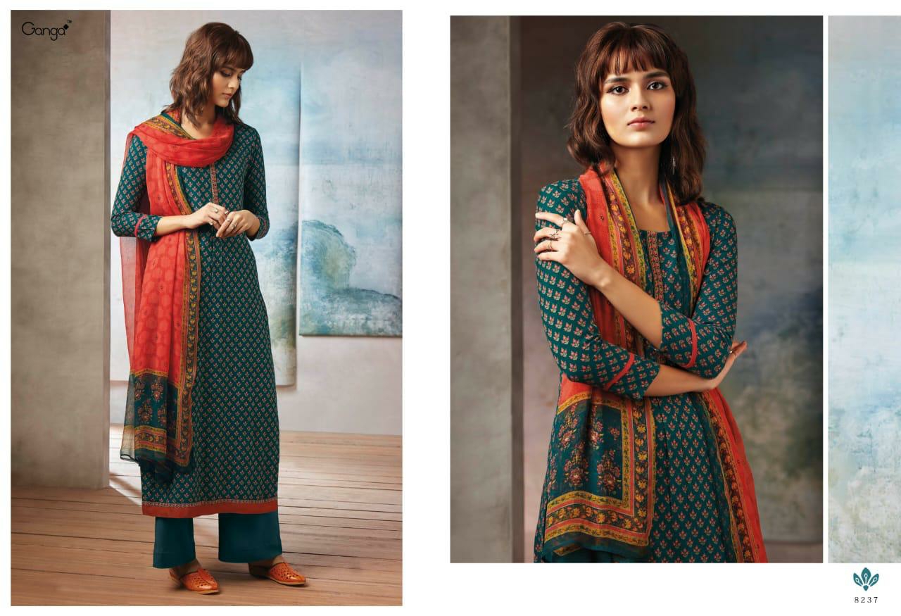 Ganga Suits Presents Isla Woolen Printed Embroidery Work Salwar Suite Cataloge Wholesaler