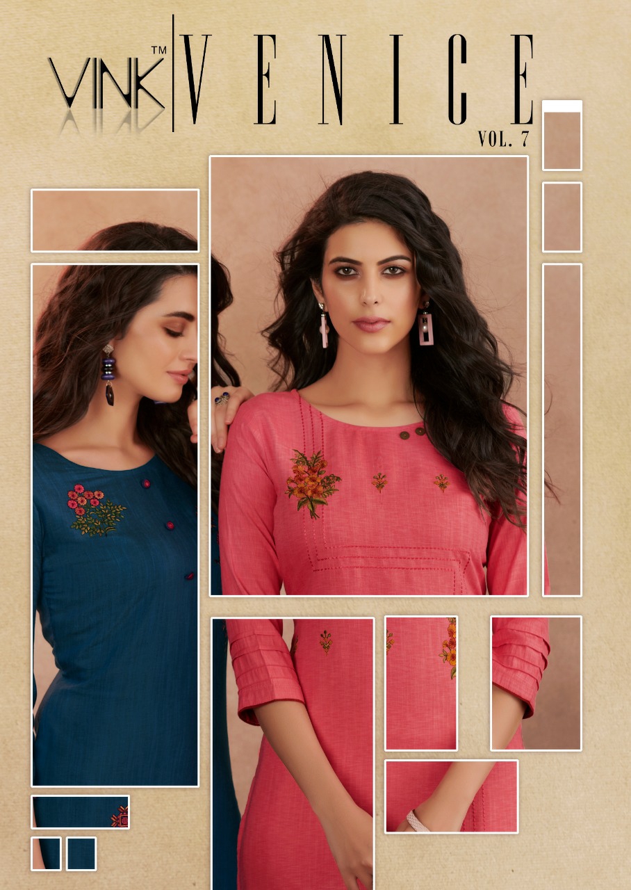 Vink Presents Venice Vol-7 Beautiful Designer Viscous Kurtis With Plazzo Collection At Wholesale