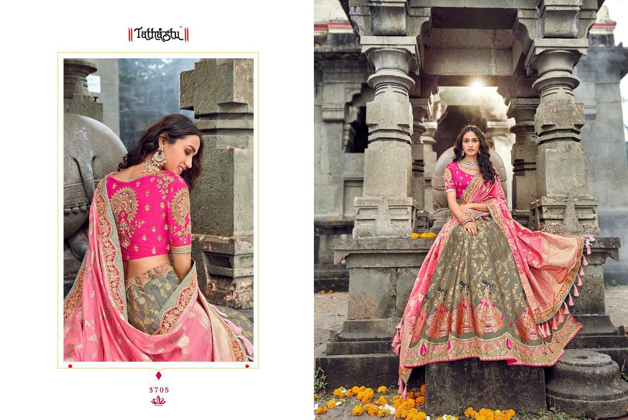 Tathastu Presents 3701 To 3709 Exclusive Designer Wedding Wear Silk Lehenga Choli Catalogue Wholesaler