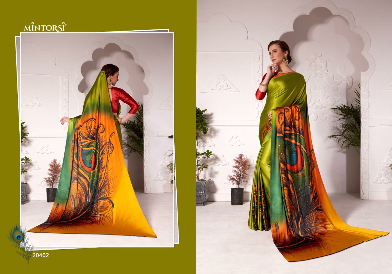 Mintorshi Presents Morpankh Satin Silk Peacock Digital Printed Sarees Catalogue Wholesaler