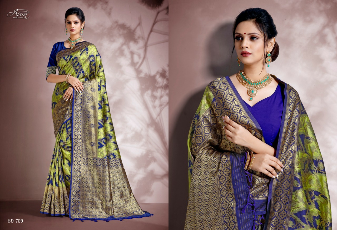 Aura Sarees Presents Reva Traditional Wear Silk Sarees Catalogue Wholesaler