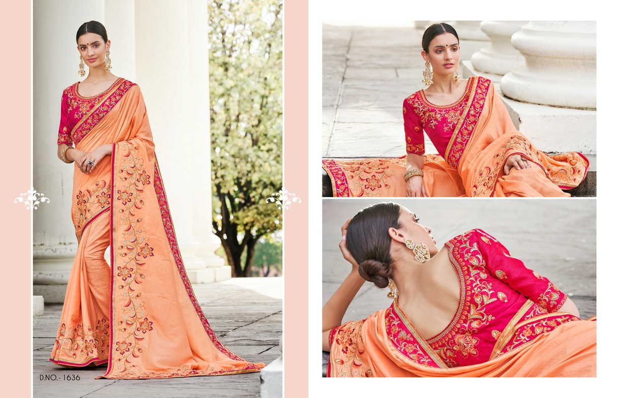 Kessi Presents Nupur Vichitra Silk Embroidery Work Party Wear Sarees Cotaloge Wholesaler