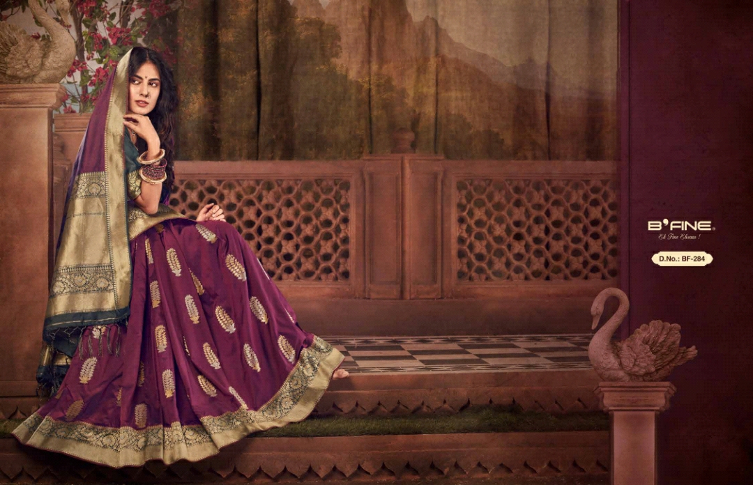 B'fine Presents Kimkhab Silk Traditional Wear Sarees Cataloge Wholesaler