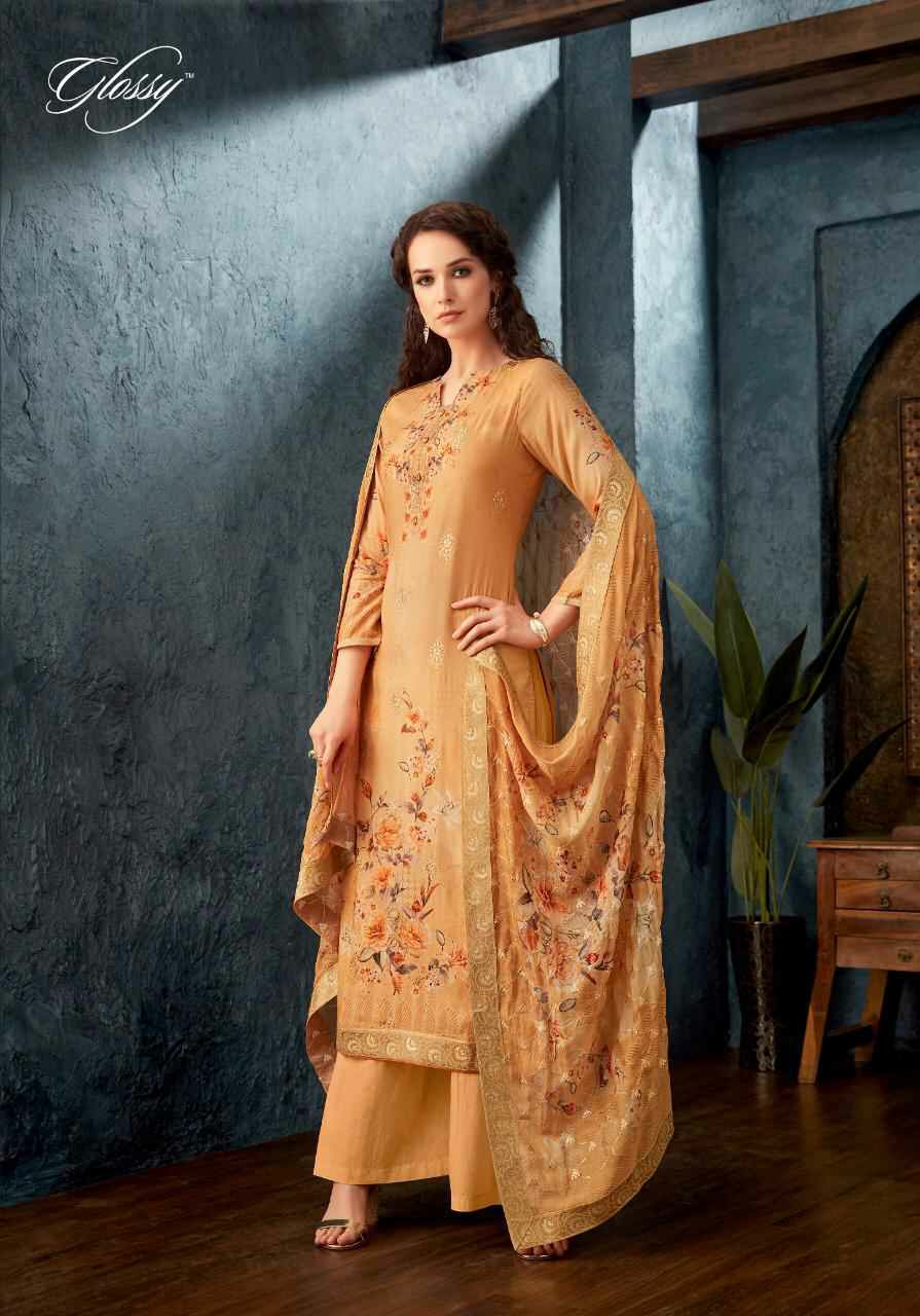 Glossy Presents Zarra Designer Viscose Partywear Digital With Embroidery Work Plazzo Style Salwar Suit Catalogue Wholesaler