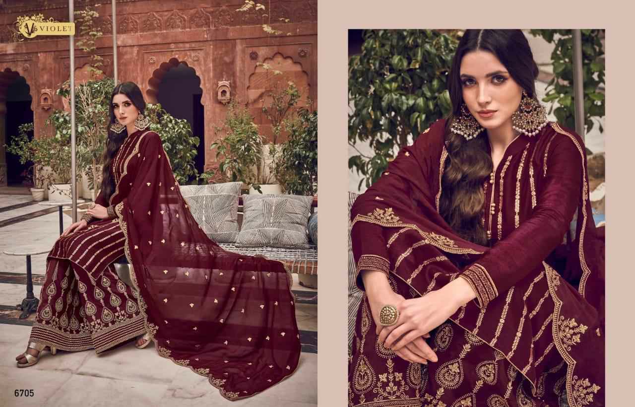 Swagat Presents Violet 6701 To 6712 Series Heavy Designer Party Wear Plazzo Style Salwar Kameez Catalogue Wholesaler
