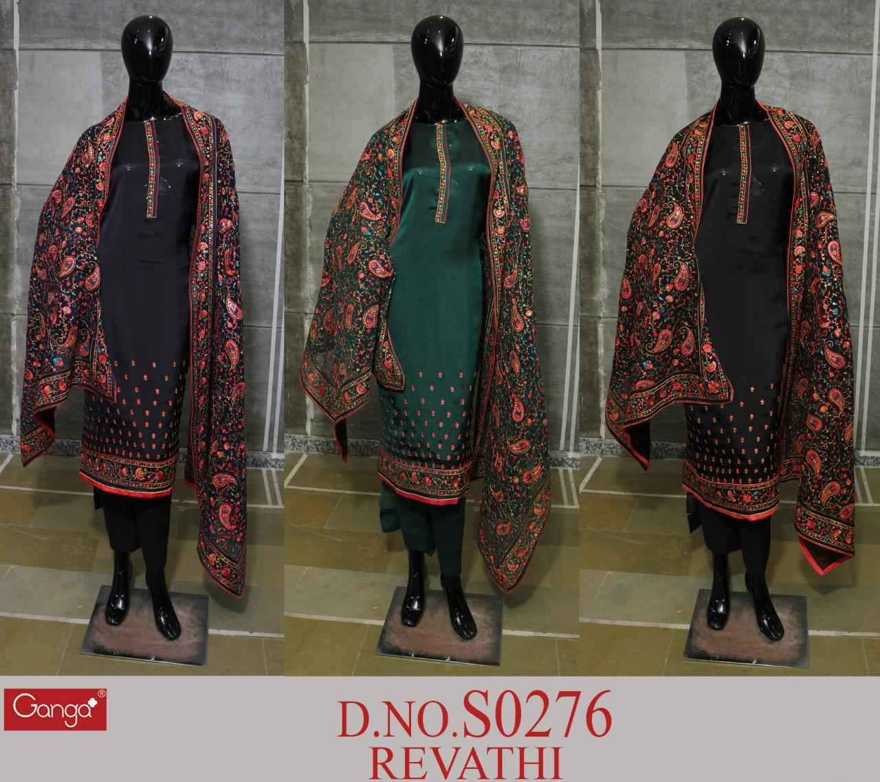 Ganga Suit Presents Revathi 276 Silk Designer Embroidery Work Salwar Suit Wholesaler