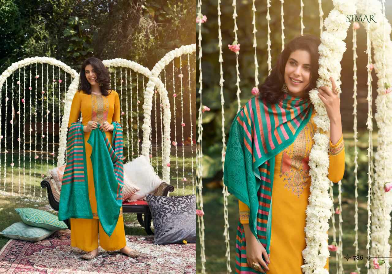 Glossy Presents Misti Pure Silk Pashmina Embroidery Work Salwar Suit Cataloge Wholesaler