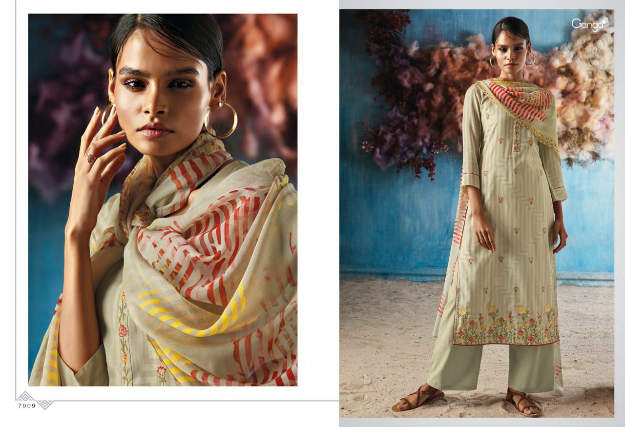 Ganga Presents Sol Pure Bemberg Maslin Silk Printed Party Wear Salwar Kameez Collection