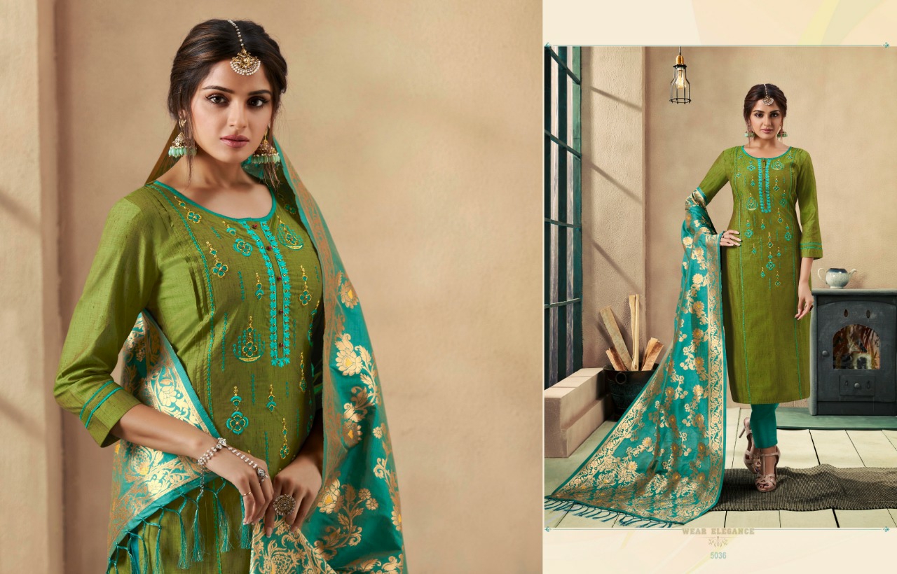 Rangoon Presents Paridhan Exclusive Collection Of Silk Khatli Work Straight Salwar Suit Readymade Catalogue Wholesaler