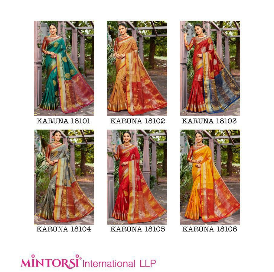 Mintorshi Presents Karuna Beautiful Designer Banarasi Silk Sarees Catalogue Wholesaler