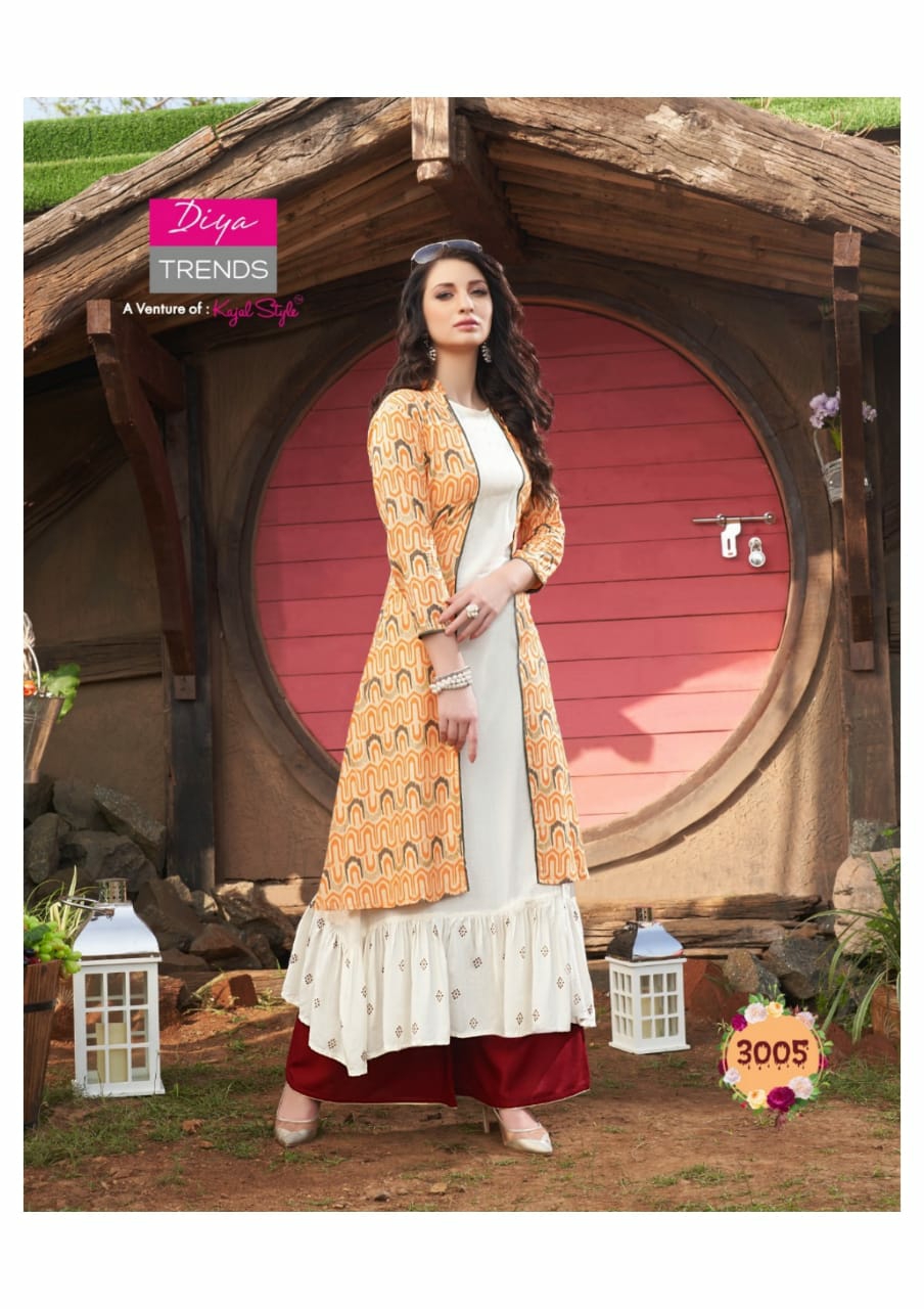 Diya Trendz Presents Globus City Vol-3 Rayon Fancy Kurtis Cataloge Collection