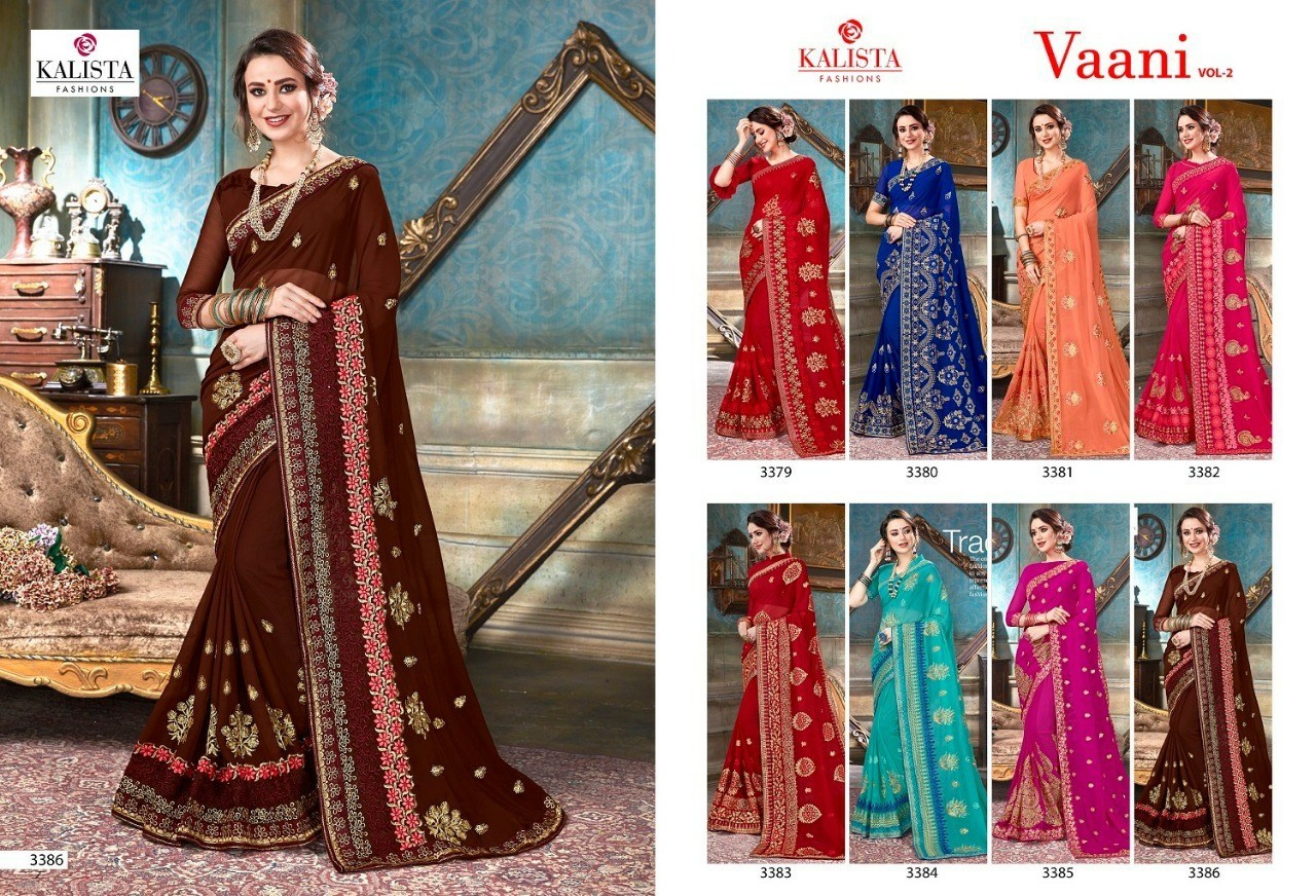 Kalista Fashion Presents Vanni Vol 2 Occasional Wear Embroidered Sarees Wholesaler