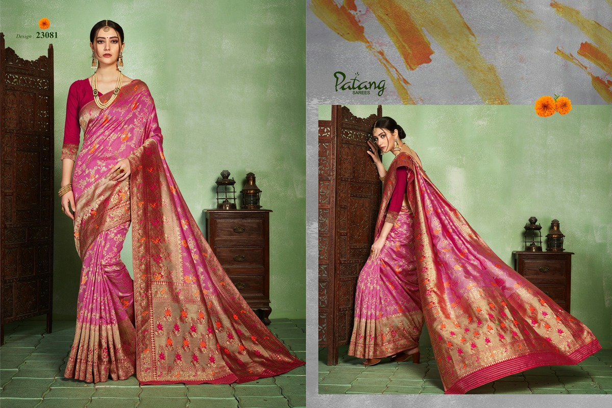 Patang Sarees Presents Silkoza Chanderi Silk Beautiful Designer Sarees Cataloge Wholesaler