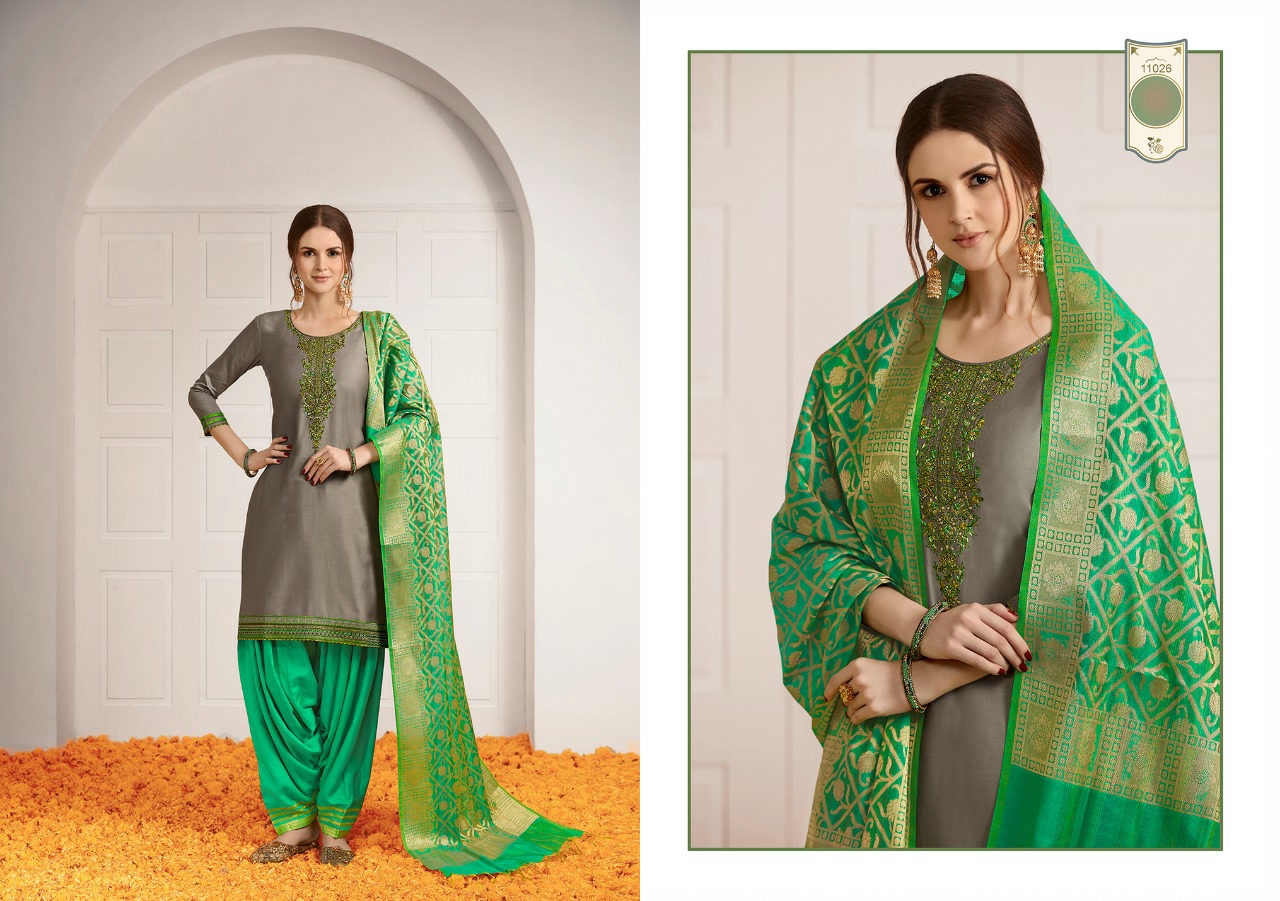 Kajree Presents Sunheri By Patiala Pure Jam Silk With Embroidery And Khatli Work Punjabi Style Readymade Salwar Suit Catalog Wholesaler