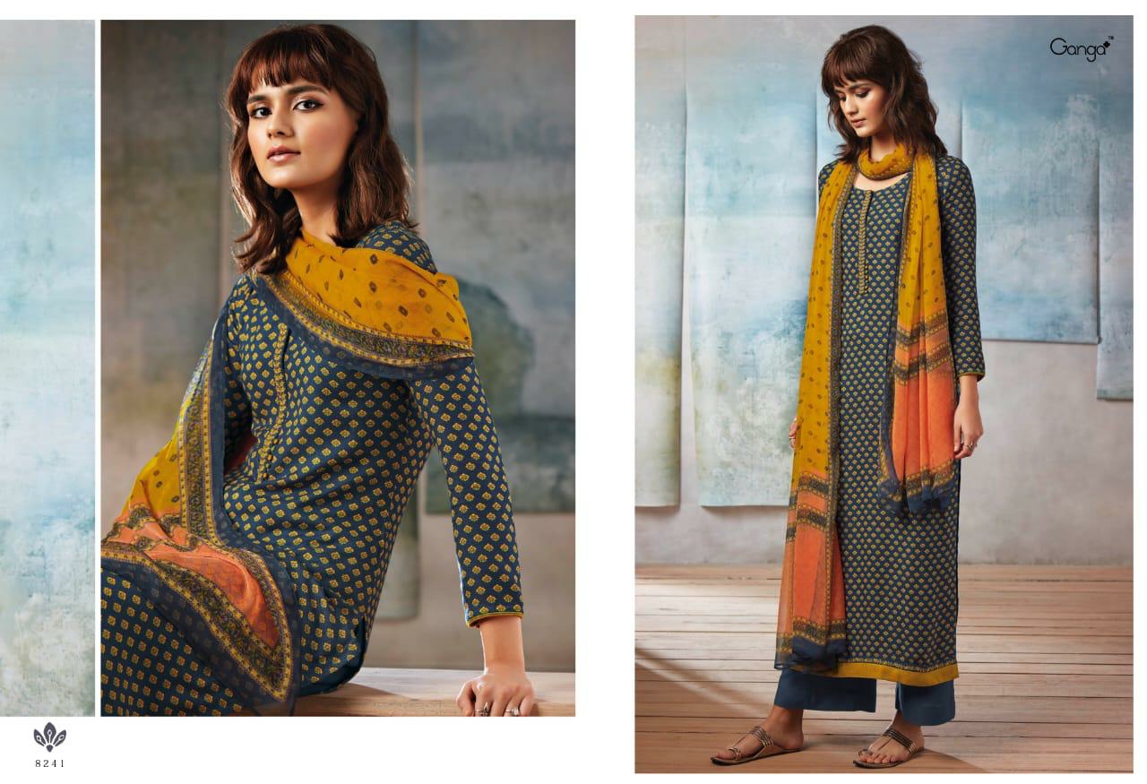 Ganga Suits Presents Isla Woolen Printed Embroidery Work Salwar Suite Cataloge Wholesaler