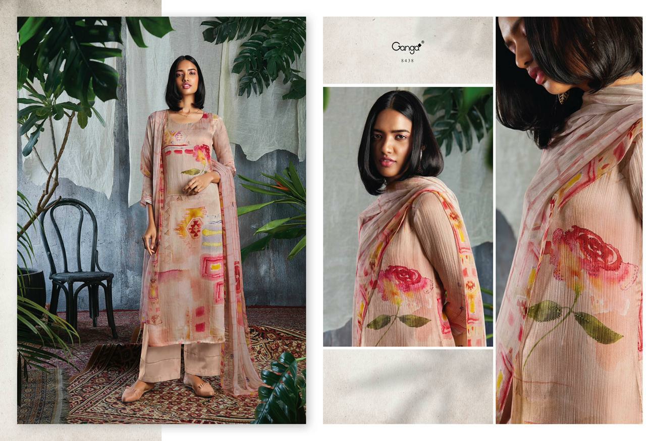 Ganga Suit Presents Solandis Pure Makhmali Chiffon Satin Digital Printed Plazzo Salwar Suite Cataloge