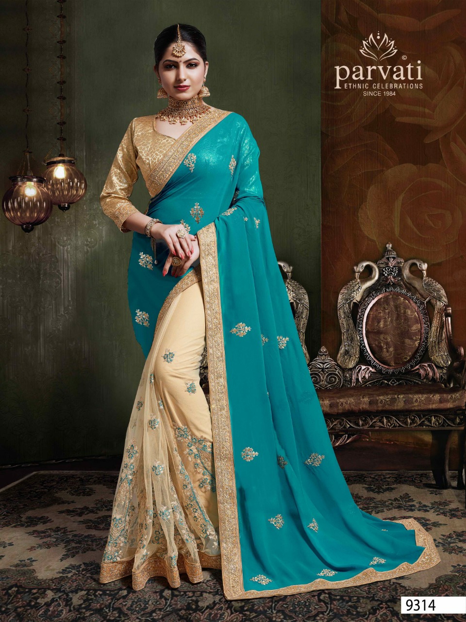 Parvati Presents 9307 To 9317 Series Bollywood Style Party Wear Half Half Sarees Catalogue Wholesaler