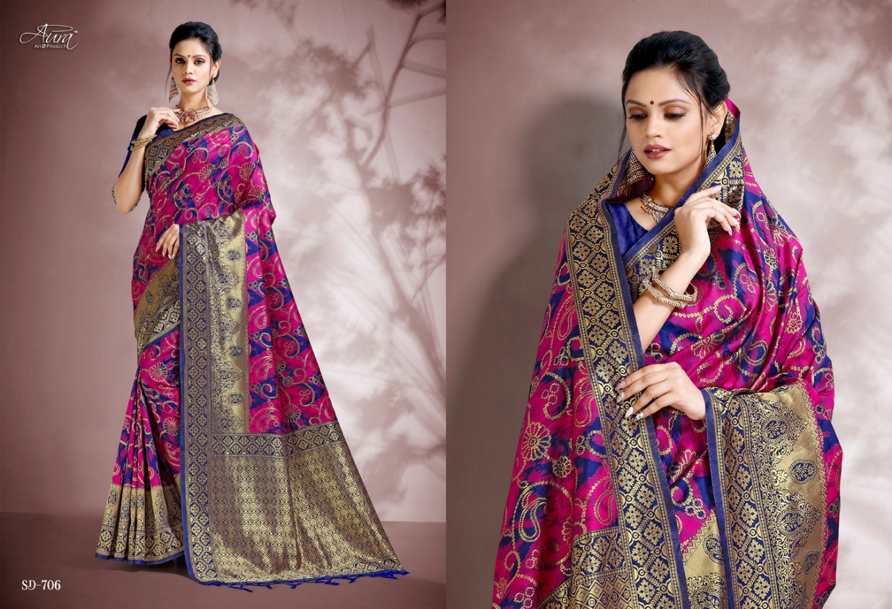 Aura Sarees Presents Reva Traditional Wear Silk Sarees Catalogue Wholesaler