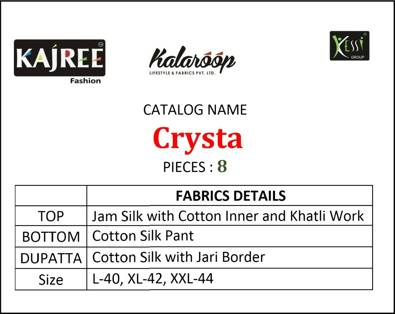Kajree Presents Crysta Jam Silk Beautiful Designer Embroidery Straight Kurtis Wholesaler