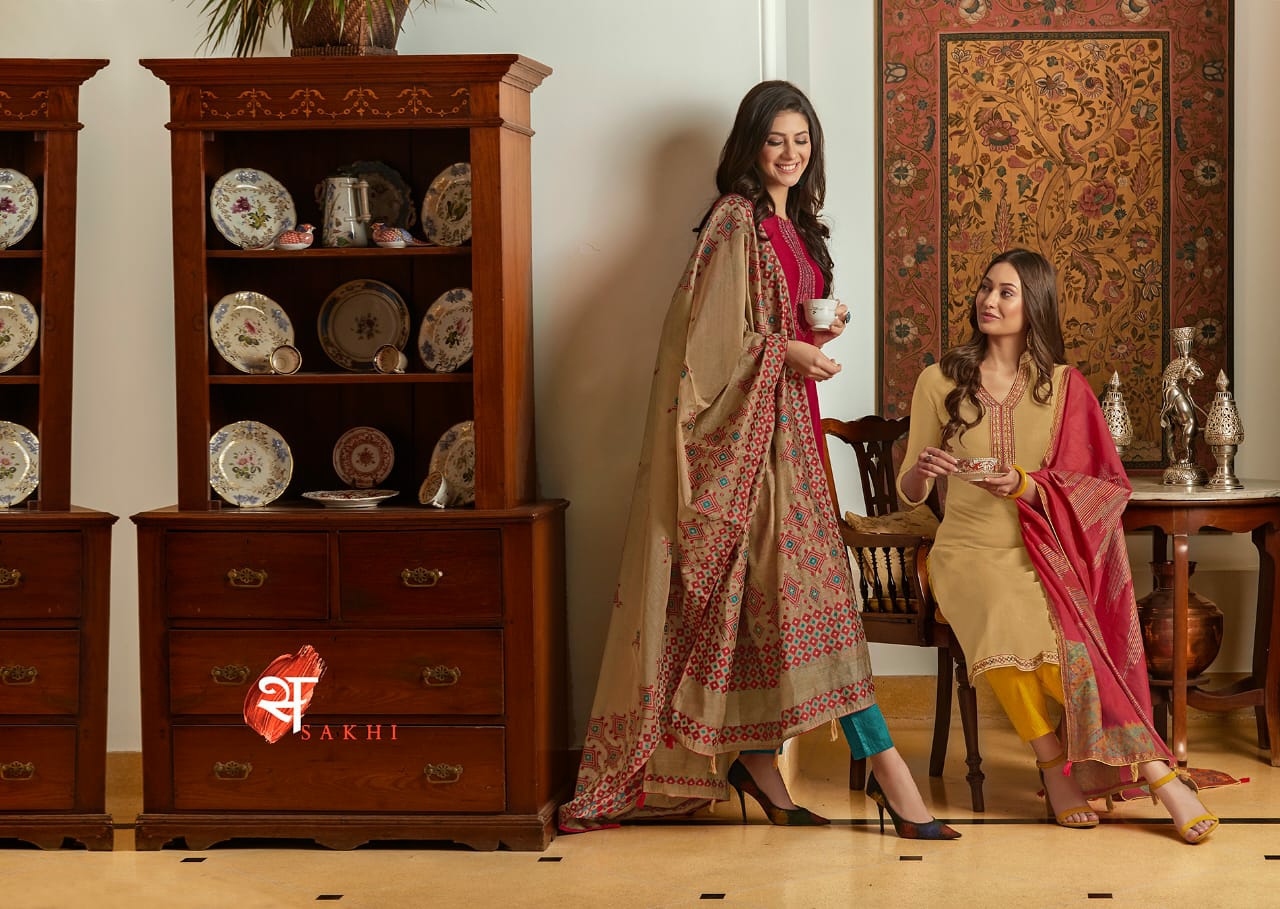 Swagat Presents Sakhi Designer Embroidery Work Partywear Straight Salwar Suit Catalogue Wholesaler
