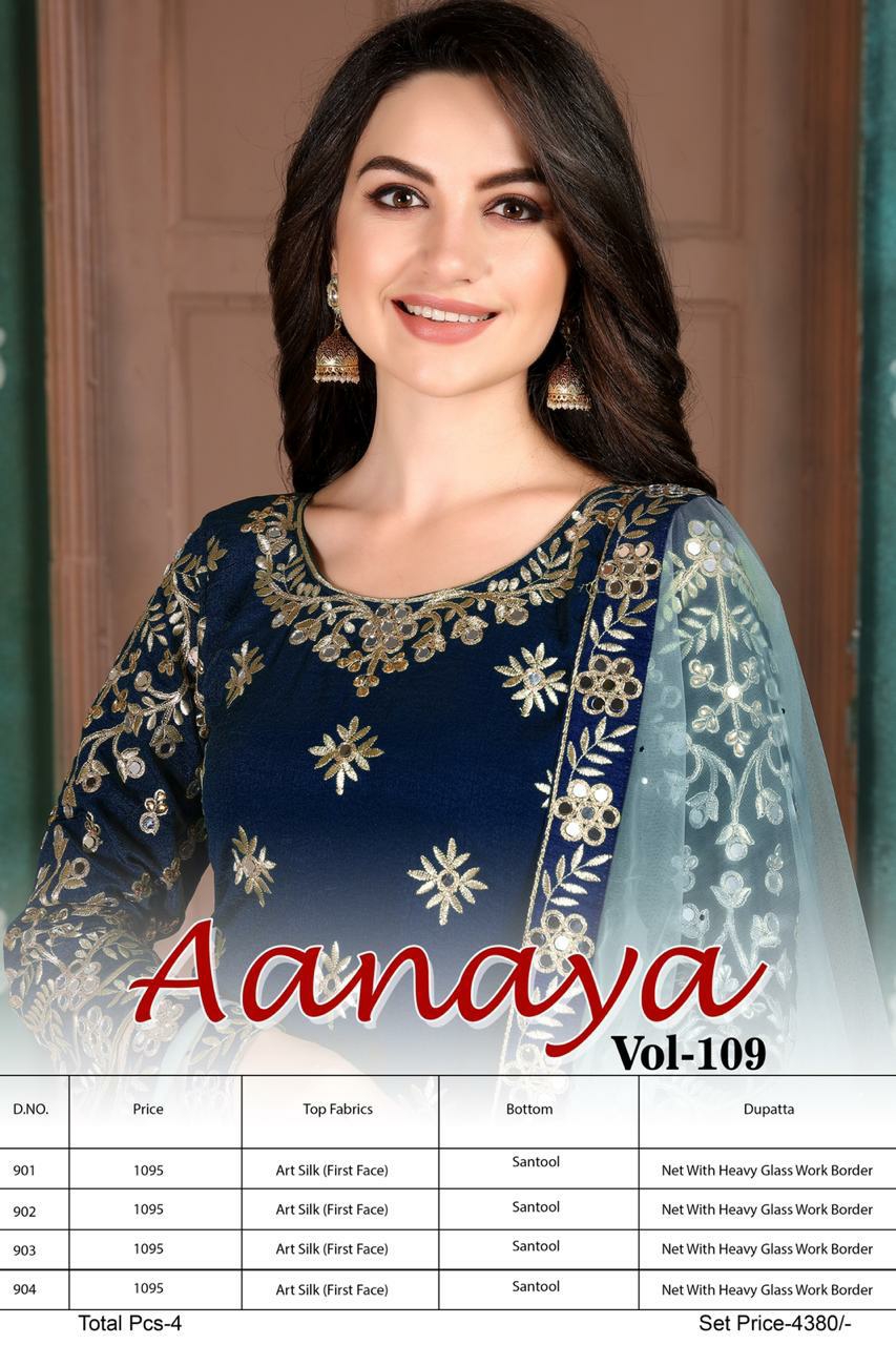 Twisha Presents Aanaya Vol-109 Art Silk Designer Salwar Suit Wholesaler