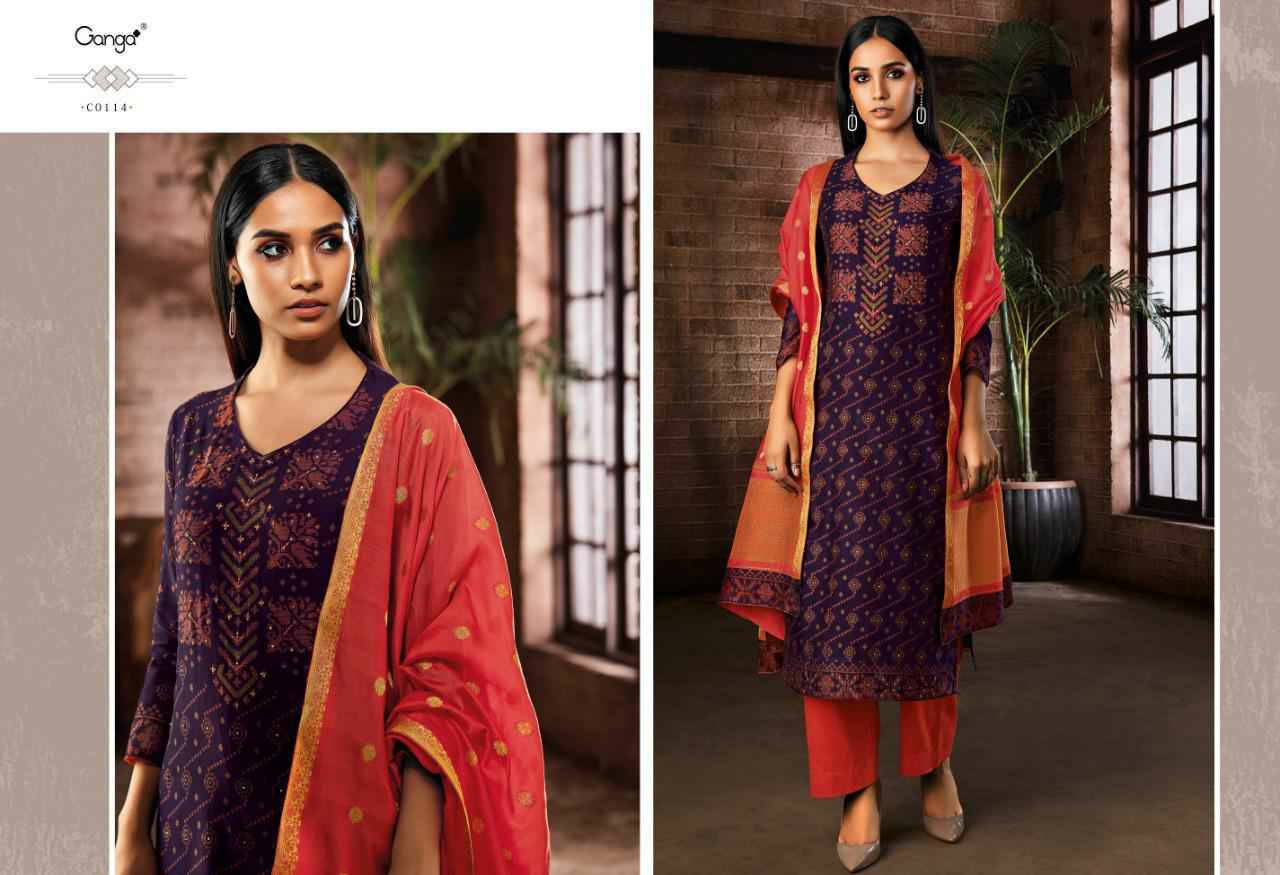 Ganga Presents Ailsa Pure Kora Silk Printed With Hand Crefted Embroidery And Swarovski Diamond Work Party Wear Plazzo Style Salwar Suit Catalog Wholesaler