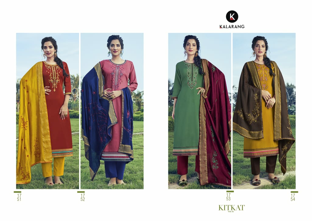 Kalarang Presents Kitkat Vol-2 Jam Silk Cotton Embroidery Work Salwar Suit