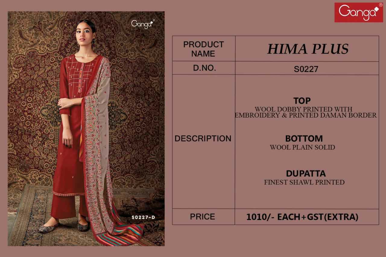 Ganga Suite Presents Hima Plus 227 Pashmina Salwar Suit Wholesaler