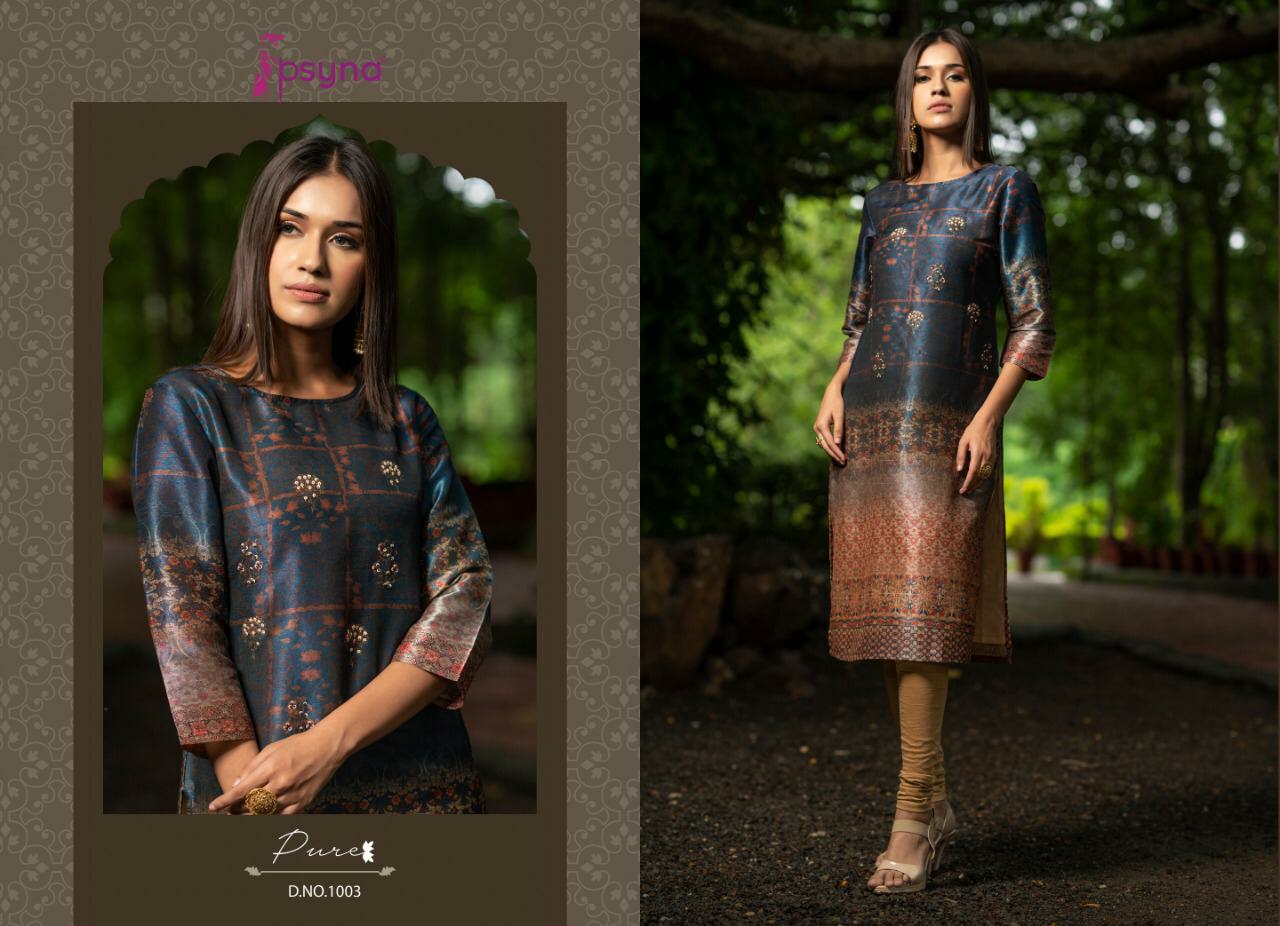 Psyna Presents Pure Digital Printed With Handwork Straight Kurtis Catalogue Wholesaler
