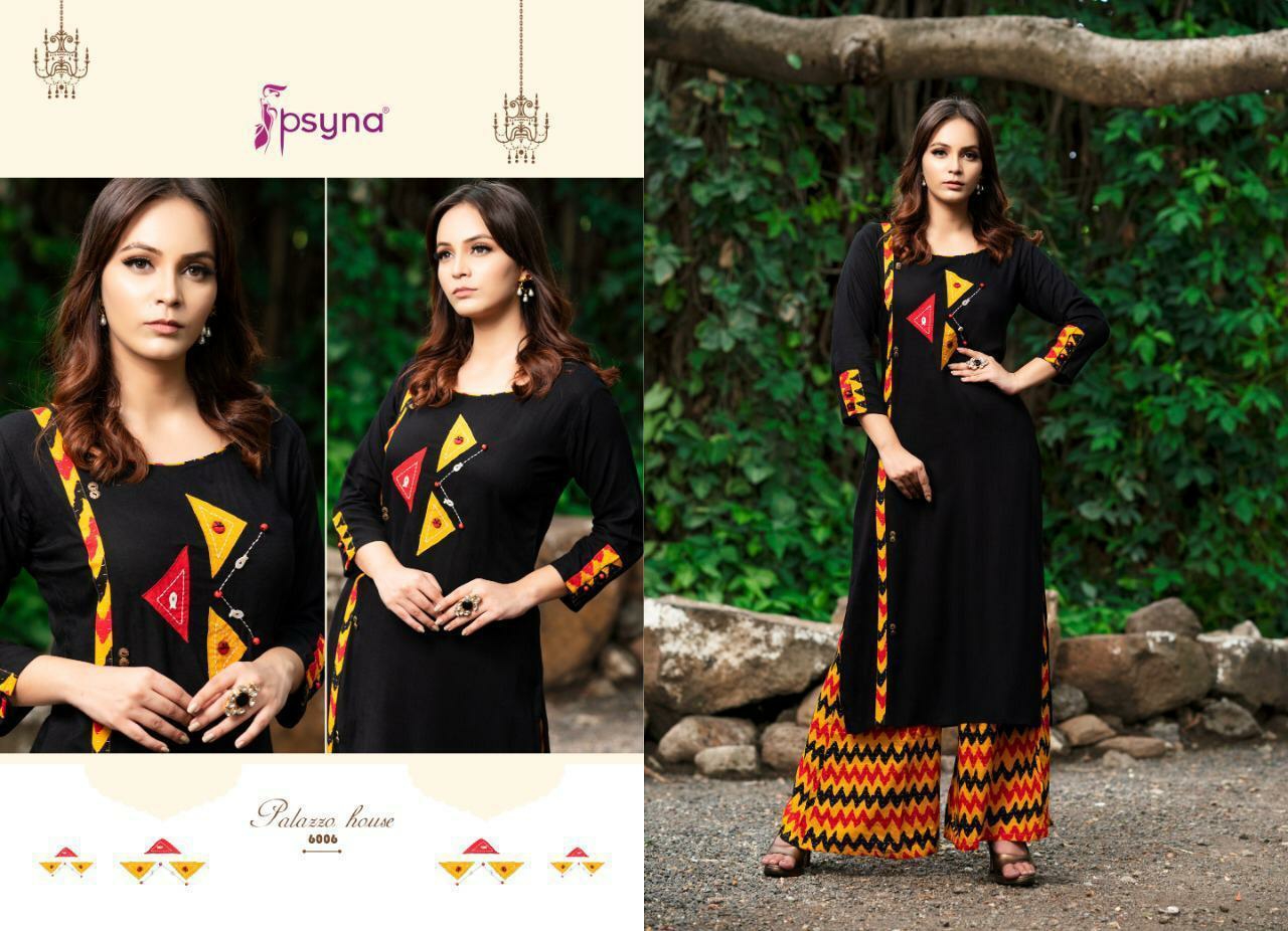 Psyna Presents Palazzo House Vol-6 Designer Party Wear Kurtis With Plazzo Collection