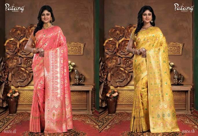 Patang Sarees Presents Beyond Beauty Meenakari Silk Rich Pallu Sarees Cataloge