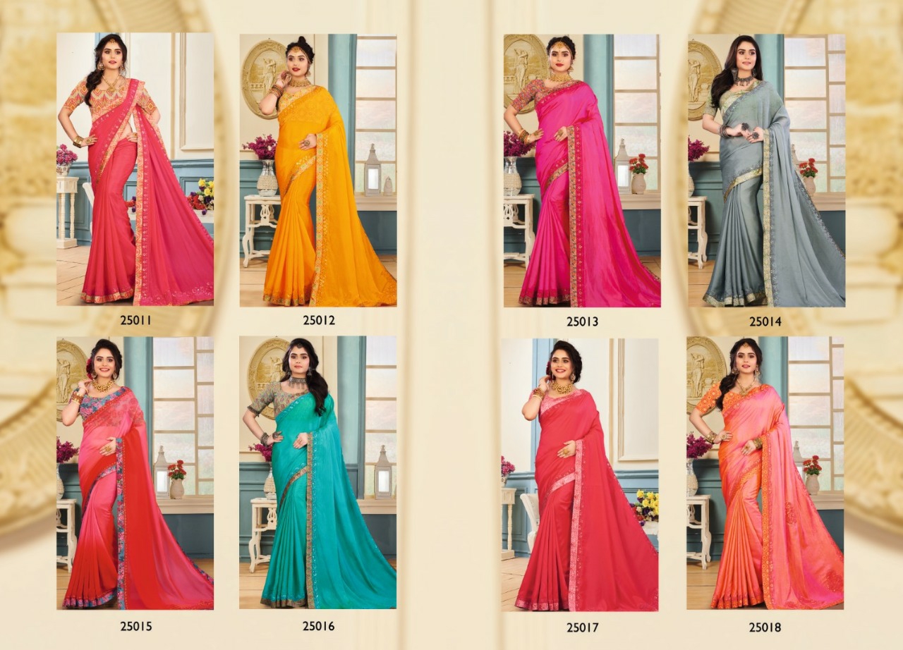 Patang Sarees Presents Poze Victoria Fancy Embroidery Work With Digital Border Sarees Cataloge Collection