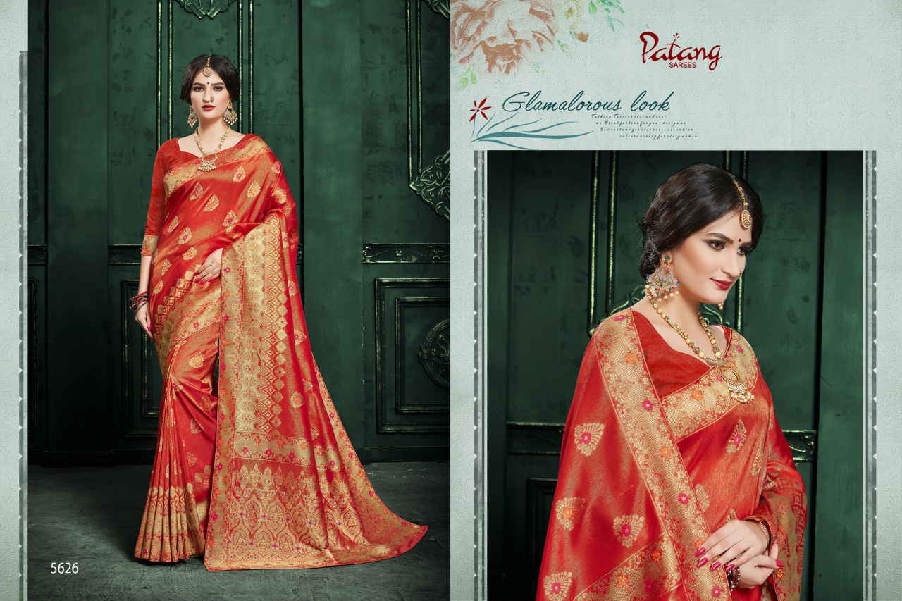 Patang Sarees Presents Lakshmi 5621 To 5628 Silk Partywear Sarees Cataloge Wholesaler