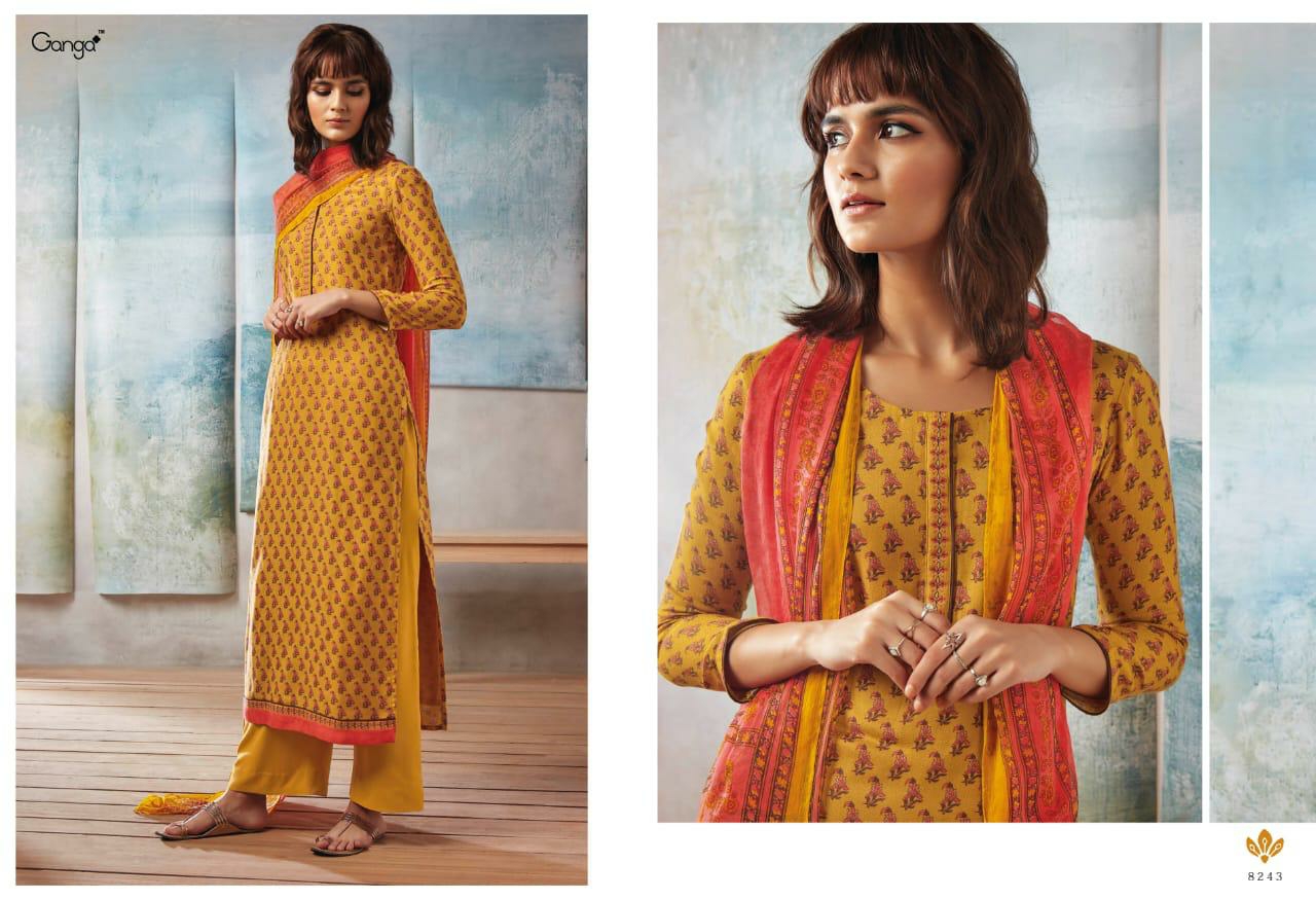 Ganga Suits Presents Isla Woolen Printed Embroidery Work Salwar Suite Cataloge Wholesaler