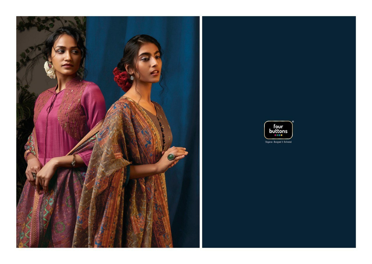 Four Bottoms Presents Earth Tusser Silk With Jacquard Silk Dupatta Readymade Party Wear Gown Catalogue Wholesaler