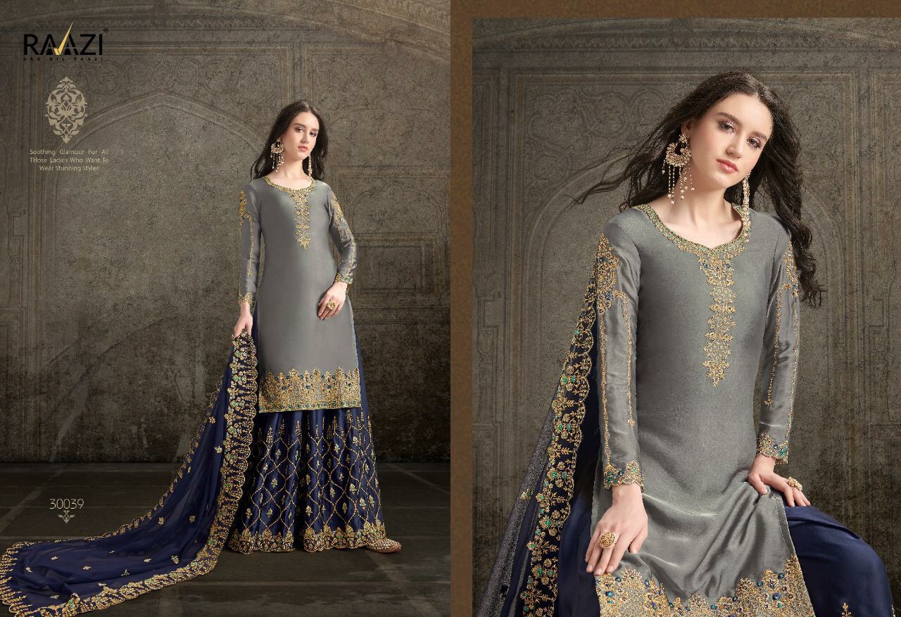 Rama Fashion Presents Dilbaro Soft Satin 30033-30040 Series Heavy Sharara Style Exclusive Salwar Suit Cataloge Collection