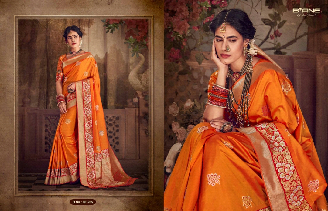 B'fine Presents Kimkhab Silk Traditional Wear Sarees Cataloge Wholesaler